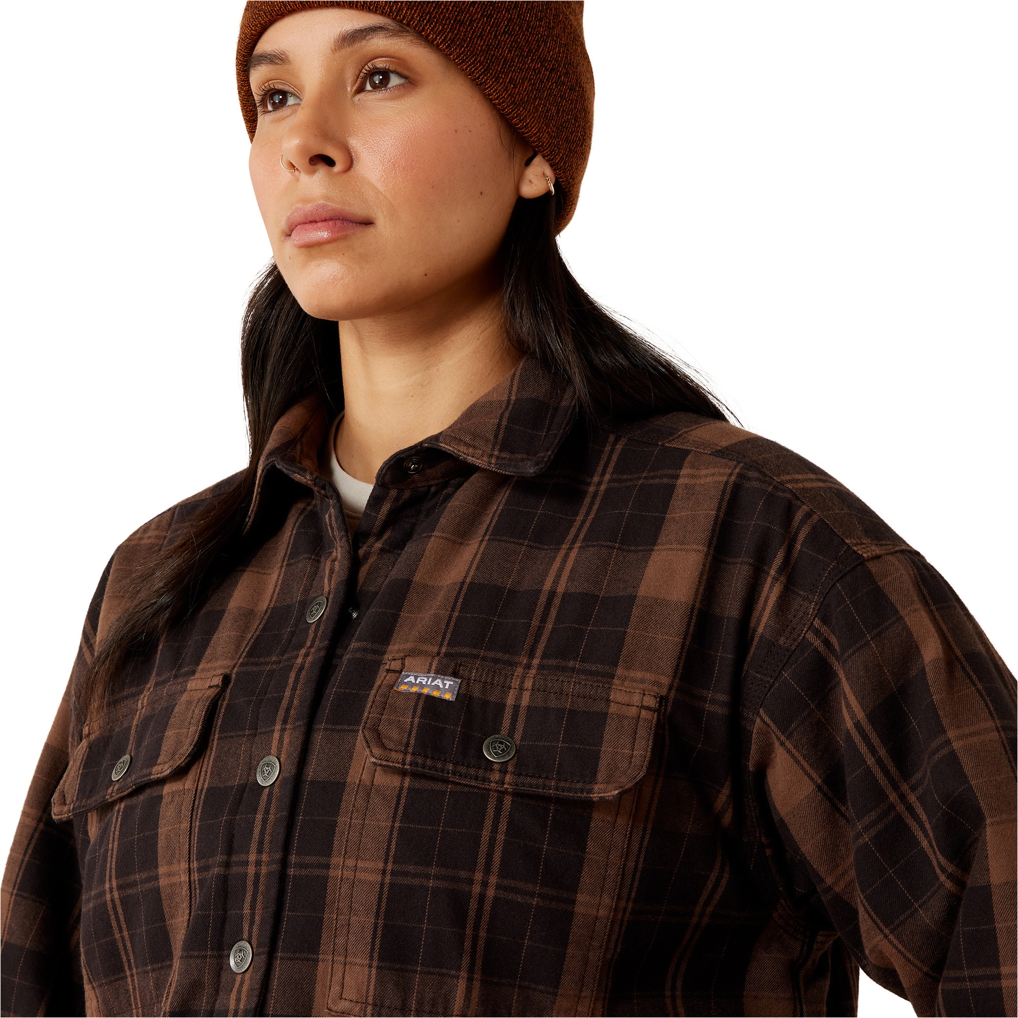 2026 Ariat Womens Rebar Flannel Insulated Shirt Jacket 10079039 - Rain Drum